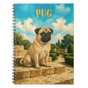 Mops, Vintage Wasserfarben-Hundekunst Notizblock