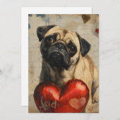 Mops Vintager Valentinstag Feiertagskarte (Vorne/Hinten)