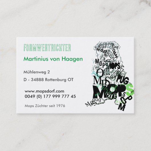 Mops Visitenkarte (Vorderseite)