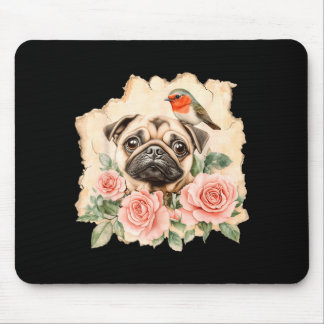 Mops Vogel süßer Hund lustiger Mops Mousepad