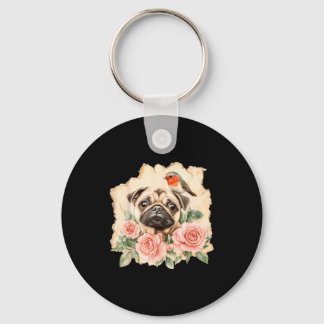Mops Vogel süßer Hund lustiger Mops Schlüsselanhänger