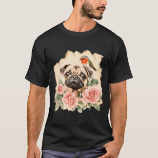 Mops Vogel süßer Hund lustiger Mops T-Shirt