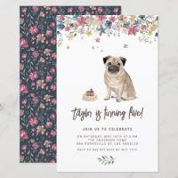 Mops von Aquarell Geburtstagsparty Einladung