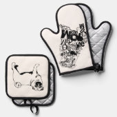 Mops von Typen Ofenhandschuh & Topflappen-Set (Vorderseite/Rückseite)