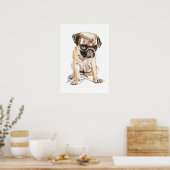 Mops Wandkunst Poster – Aquarellmalerei (Küche)
