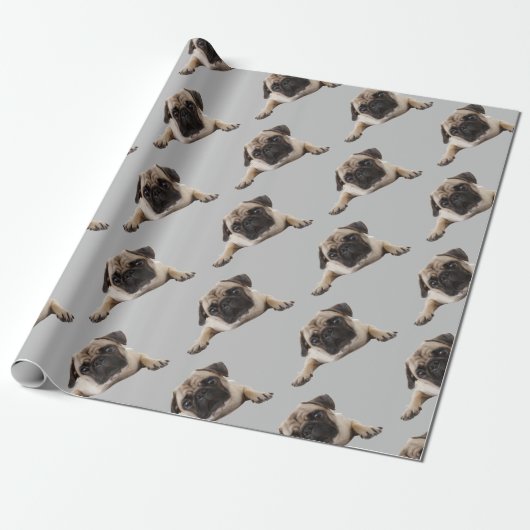 Mops Wasserfarbe Dog Tier Spaß Kunst Geschenkpapier (Ungerollt)