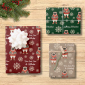 Mops Wasserfarbe Snowflake Custom Weihnachten Geschenkpapier Set