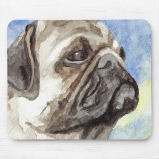 Mops-Wasserfarben-Porträt Mousepad (Vorne)