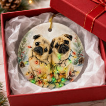 Mops-Wasserfarben-Weihnachtskranz-Gruß