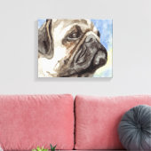 Mops Wasserfarbenportrait Leinwanddruck (Insitu (Wohnzimmer))