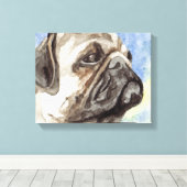 Mops Wasserfarbenportrait Leinwanddruck (Insitu (Holzboden))