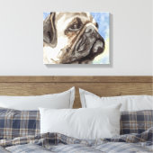 Mops Wasserfarbenportrait Leinwanddruck (Insitu (Schlafzimmer))