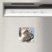 Mops Wasserfarbenportrait Magnet (In Situ (Geschirrspüler))