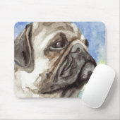 Mops Wasserfarbenportrait Mousepad (Mit Mouse)