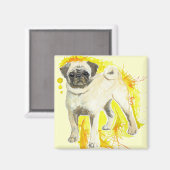 Mops Watercolor Art Magnet (Vorderseite/Rückseite)