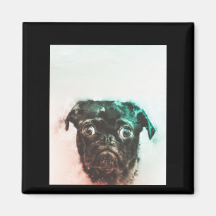 Mops Watercolor Niedlicher Mops Dog Art Aquarell Magnet