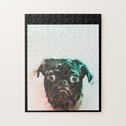 Mops Watercolor | Niedlicher Mops Dog Art Aquarell Puzzle (Vertikal)