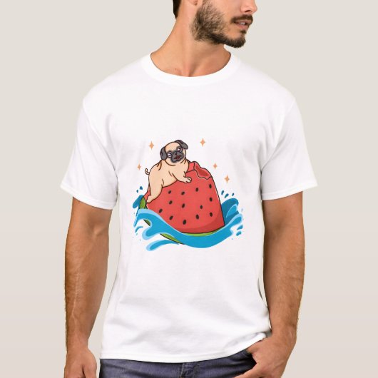 Mops Watermelon T-Shirt (Vorderseite)