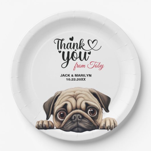 Mops Wedding Vielen Dank Pappteller (Vorderseite)