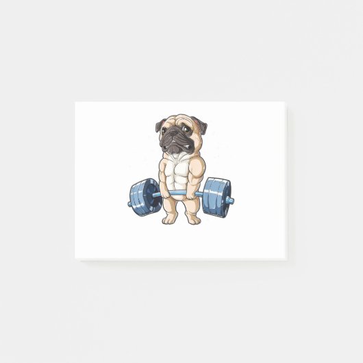 Mops Weighlift Funny Deadlift Männer Fitness Spiel Post-it Klebezettel (Vorderseite)