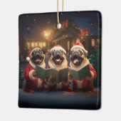 Mops Weihnachten Feiertag Keramikornament (Links)