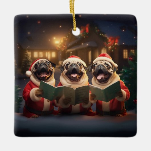 Mops Weihnachten Feiertag Keramikornament (Vorderseite)
