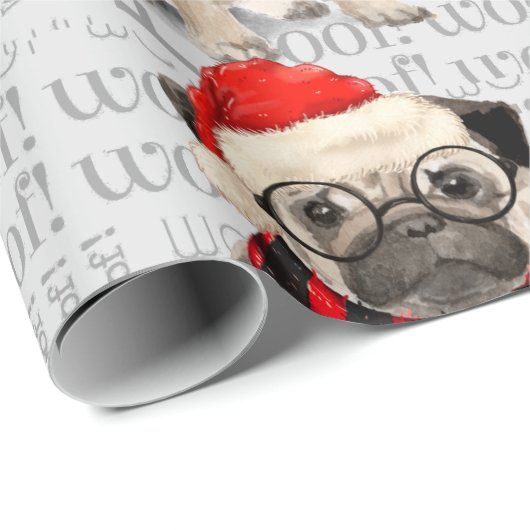 MOPS Weihnachten für Hund Lover Geschenkpapier (Rolleneckpunkt)