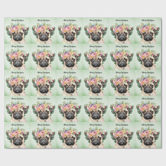 Mops Weihnachten Geschenkpapier (Flach)