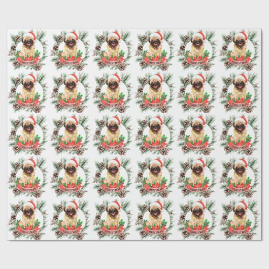 Mops Weihnachten Geschenkpapier (Flach)