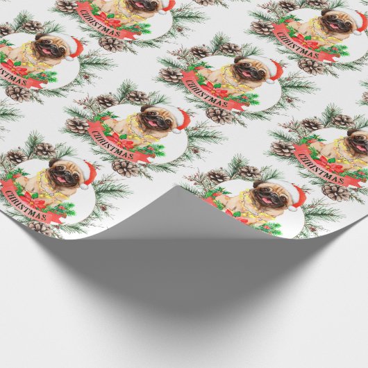 Mops Weihnachten Geschenkpapier (Ecke)