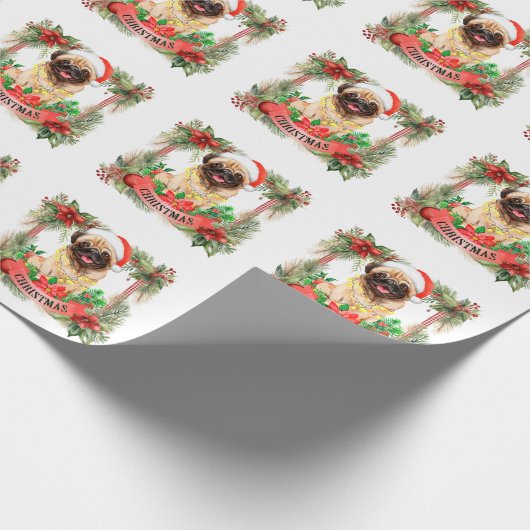 Mops Weihnachten Geschenkpapier (Ecke)