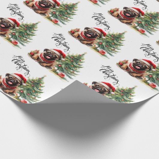Mops Weihnachten Geschenkpapier (Ecke)