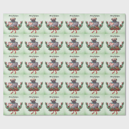 Mops Weihnachten Geschenkpapier (Flach)