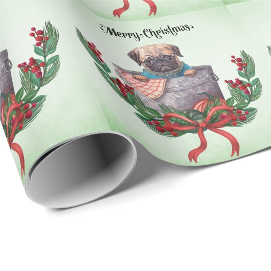 Mops Weihnachten Geschenkpapier (Rolleneckpunkt)