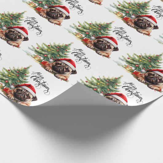 Mops Weihnachten Geschenkpapier (Ecke)