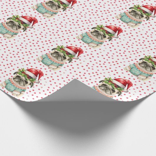 Mops Weihnachten Geschenkpapier (Ecke)