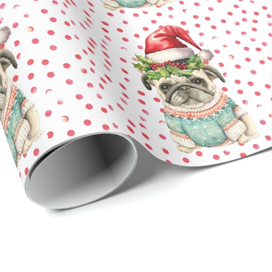 Mops Weihnachten Geschenkpapier (Rolleneckpunkt)