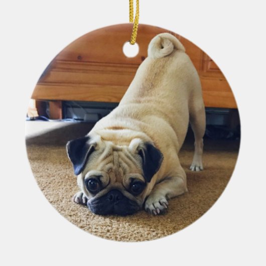 Mops Weihnachten Keramik Ornament (Vorne)