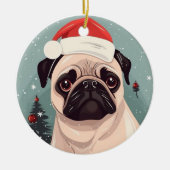 Mops Weihnachten Keramik Ornament (Vorne)