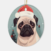 Mops Weihnachten Keramik Ornament (Links)