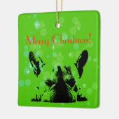 Mops-Weihnachten Keramikornament (Links)