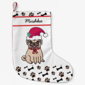 Mops Weihnachten mit eigenem Hundenamen Kleiner Weihnachtsstrumpf (Vorderseite)