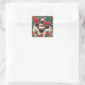 Mops Weihnachten Quadratischer Aufkleber (Tasche)