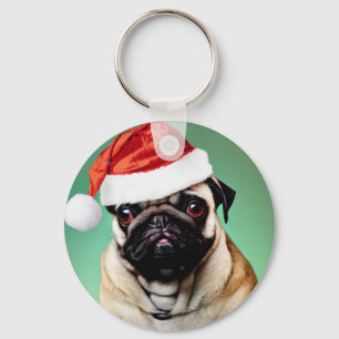 Mops-Weihnachten Schlüsselanhänger