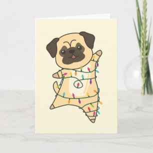 Mops Weihnachten Schnee Winter Tiere Hunde Karte