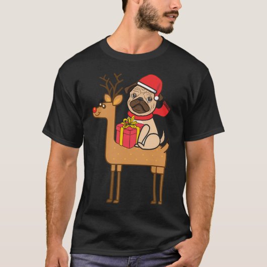 Mops Weihnachten T-Shirt (Vorderseite)