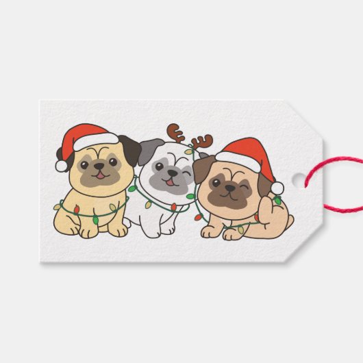 Mops Weihnachten Tiere Niedlich Hunde Urlaub Geschenkanhänger (Vorderseite (Horizontal))