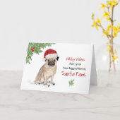 Mops Weihnachten Von Hund in sonniger Weihnachtsma Karte (Gelbe Blume)
