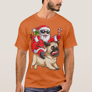 Mops Weihnachten Weihnachtsmann Reiten Pugmas Dog T-Shirt