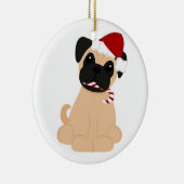 Mops-Weihnachtenverzierung Keramikornament (Rechts)